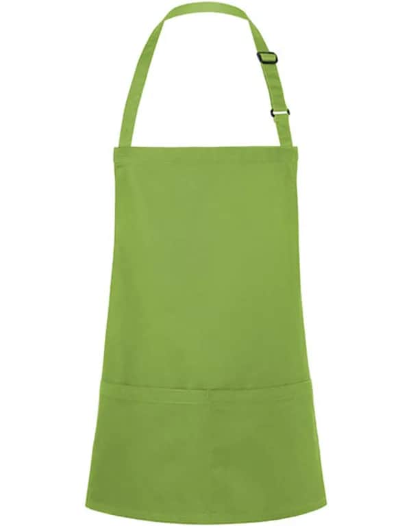 Kurze Latzschürze Basic mit Schnalle und Tasche - Lime (ca. Pantone 4212C)
