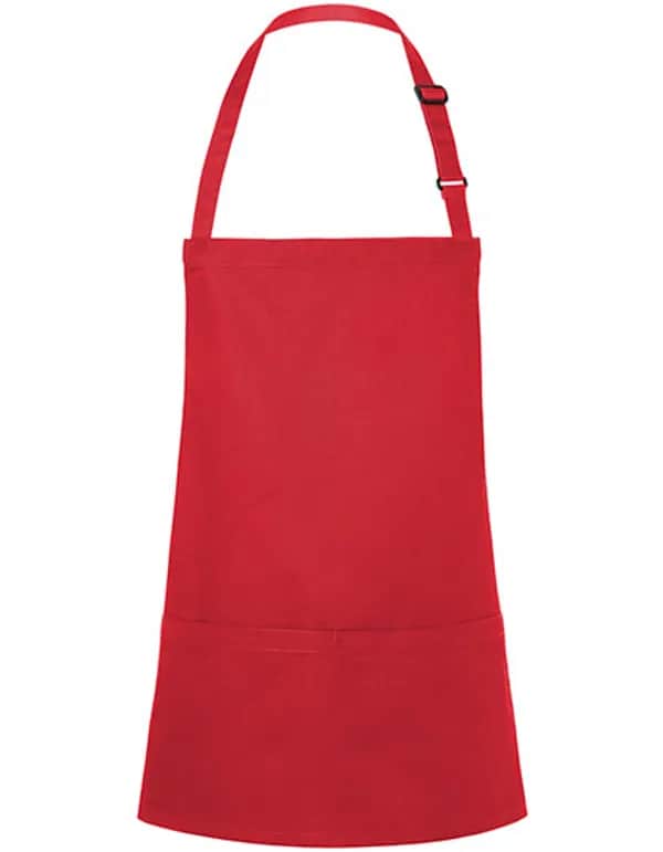 Kurze Latzschürze Basic mit Schnalle und Tasche - Red (ca. Pantone 186C)