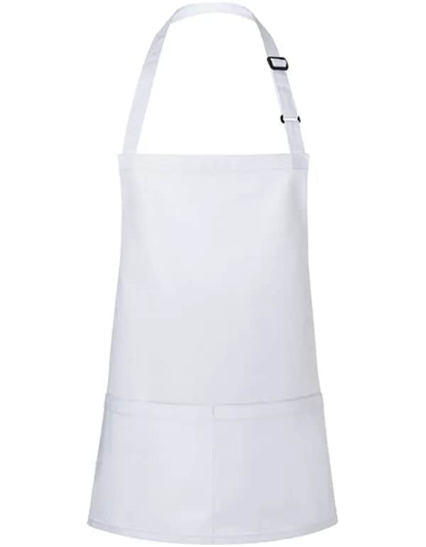 Kurze Latzschürze Basic mit Schnalle und Tasche - White