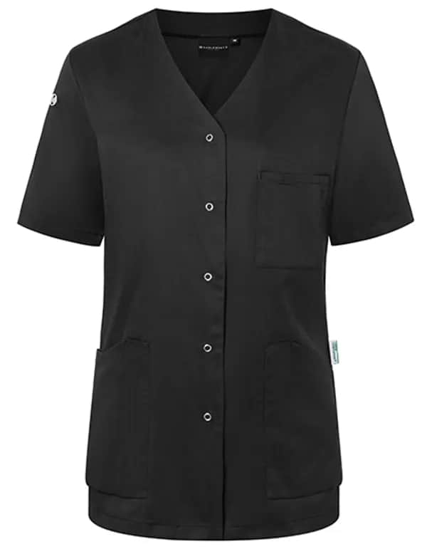 Kurzarm Damenkasack Essential - Black (ca. Pantone 419C)