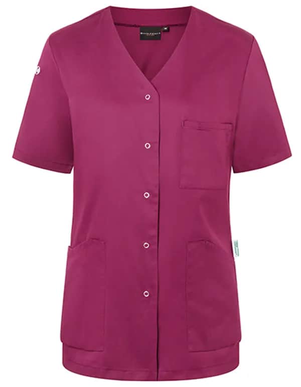 Kurzarm Damenkasack Essential - Fuchsia (ca. Pantone 689C)