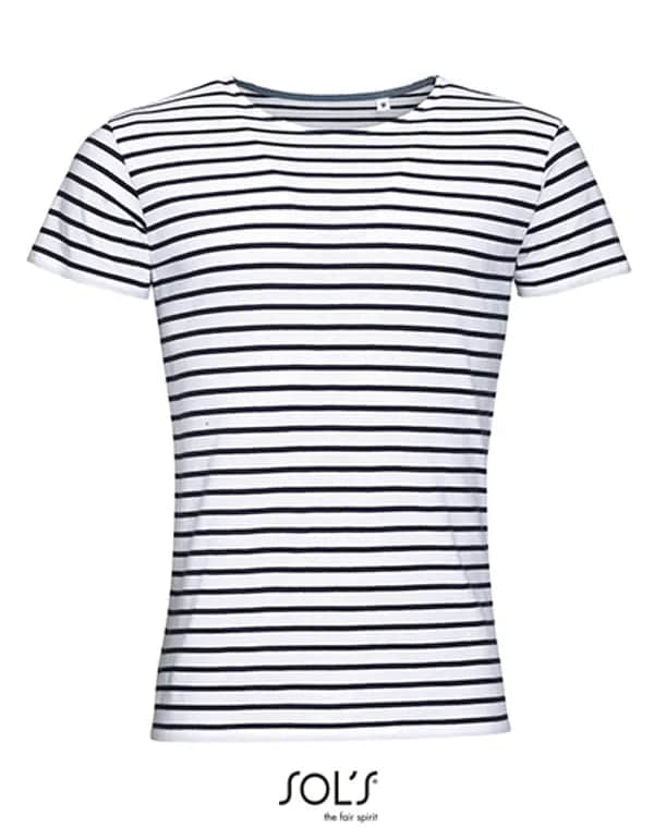 Men´s Round Neck Striped T-Shirt Miles - White/Navy