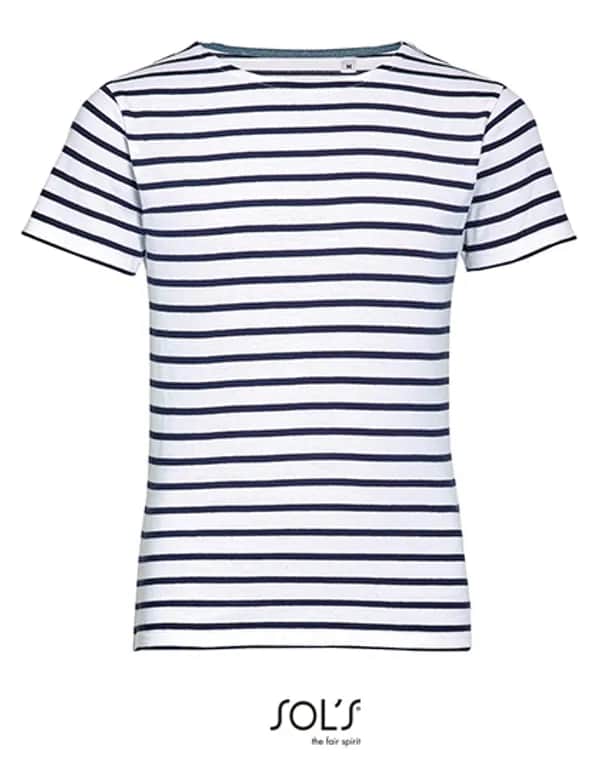 Kids´ Round Neck Striped T-Shirt Miles - White/Navy