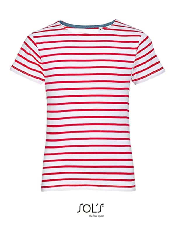 Kids´ Round Neck Striped T-Shirt Miles - White/Red