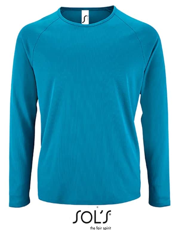 Men´s Long Sleeve Sports T-Shirt Sporty - Aqua