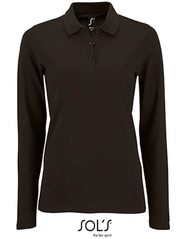 Women´s Long-Sleeve Piqué Polo Shirt Perfect - Black