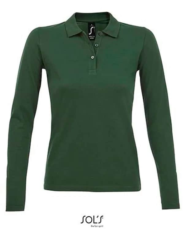 Women´s Long-Sleeve Piqué Polo Shirt Perfect - Bottle Green