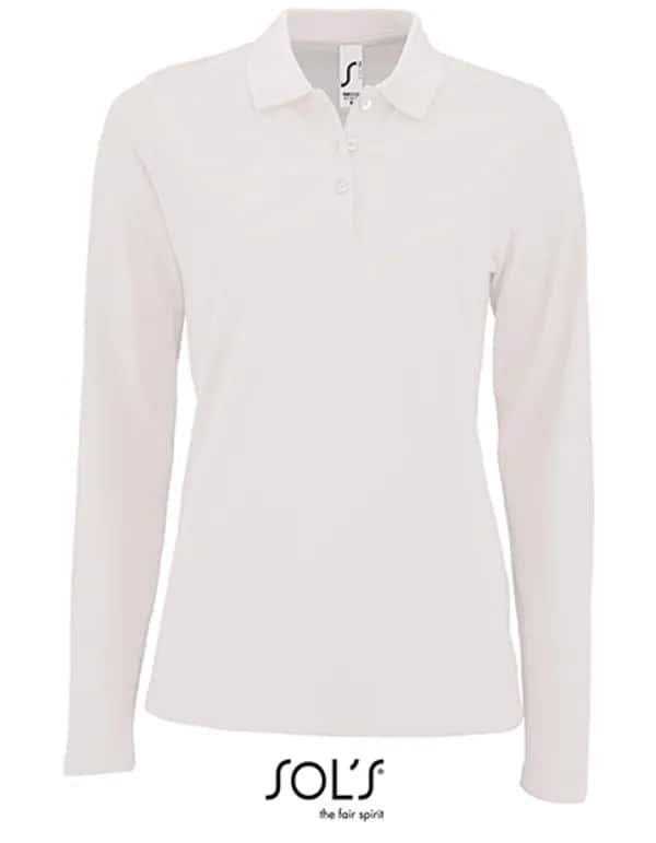 Women´s Long-Sleeve Piqué Polo Shirt Perfect - White