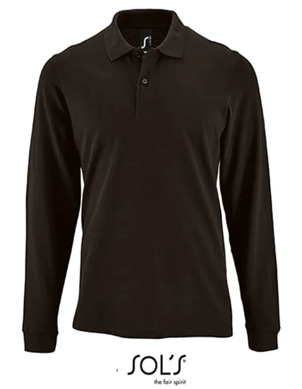 Men´s Long-Sleeve Piqué Polo Shirt Perfect - Black