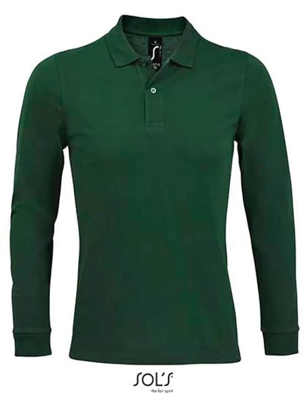 Men´s Long-Sleeve Piqué Polo Shirt Perfect - Bottle Green
