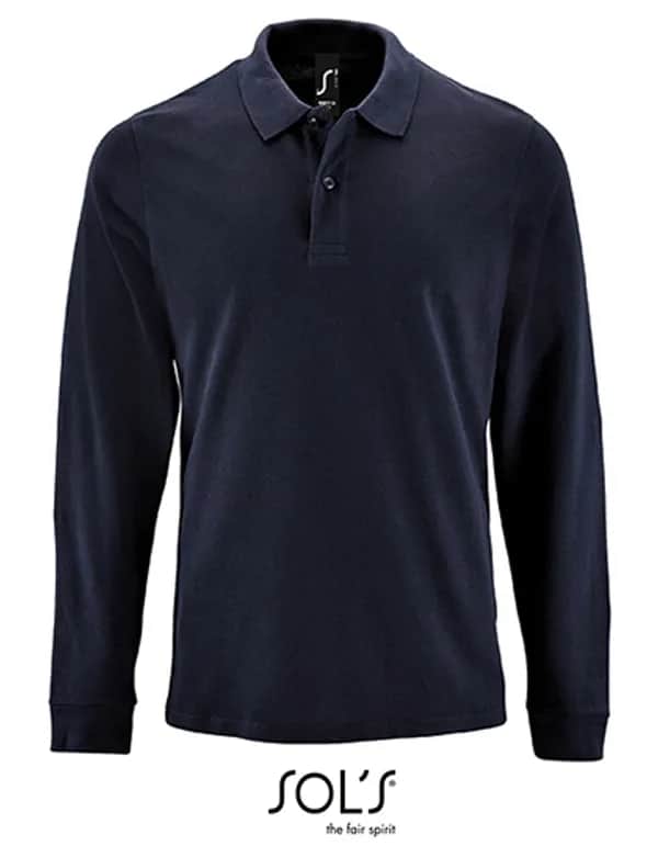 Men´s Long-Sleeve Piqué Polo Shirt Perfect - French Navy
