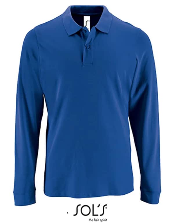 Men´s Long-Sleeve Piqué Polo Shirt Perfect - Royal Blue 241