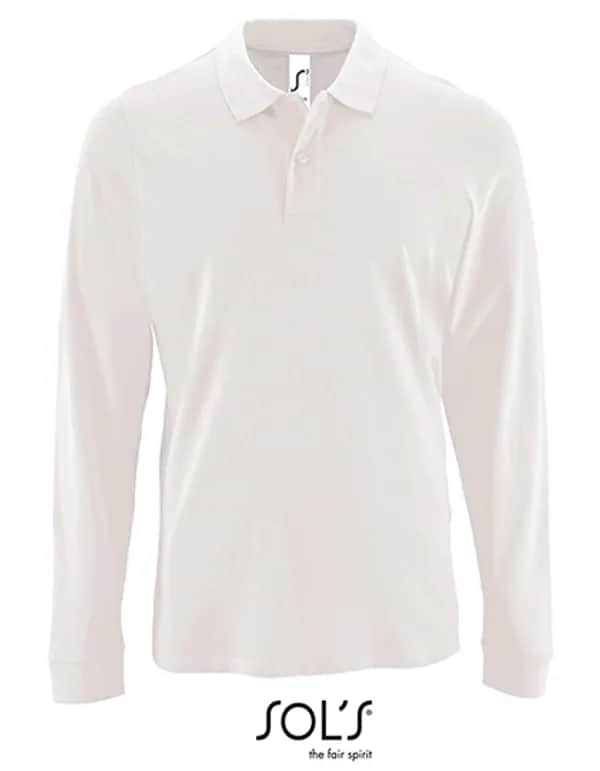 Men´s Long-Sleeve Piqué Polo Shirt Perfect - White