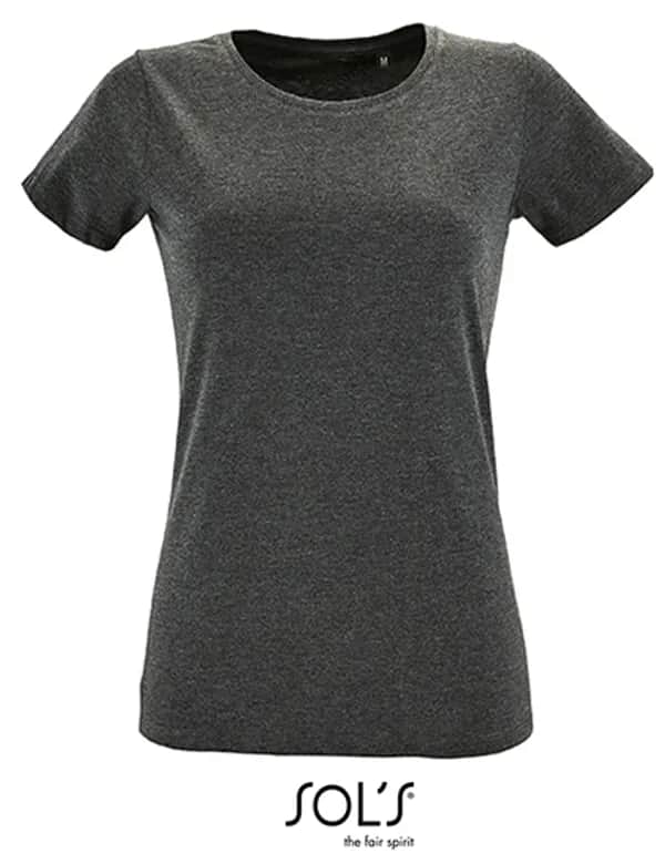 Women´s Round Neck Fitted T-Shirt Regent - Charcoal Melange