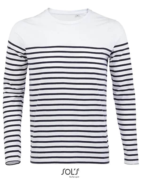 Men´s Long Sleeve Striped T-Shirt Matelot - White/Navy
