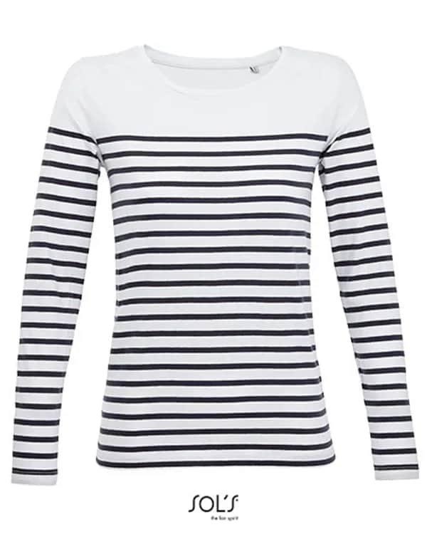 Women´s Long Sleeve Striped T-Shirt Matelot - White/Navy
