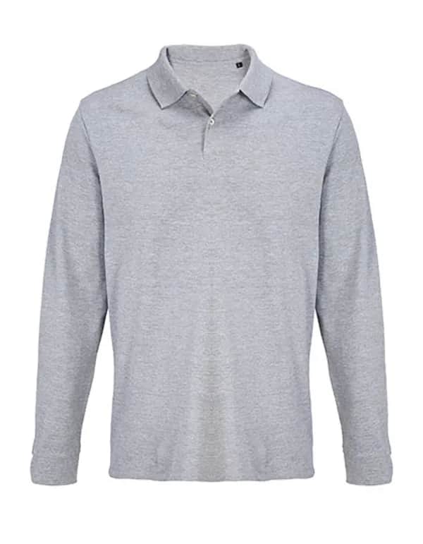 Unisex Pacific Polo Shirt Longsleeve - Grey Melange