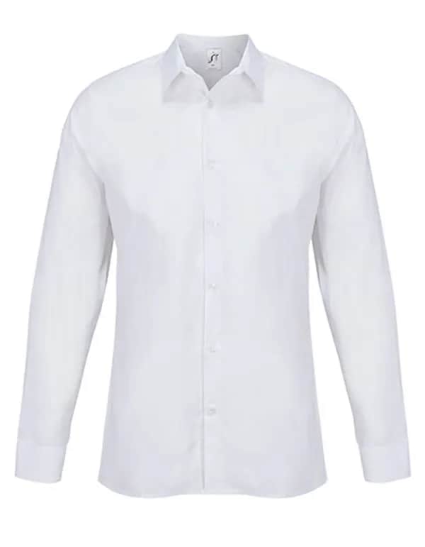 Men´s Poplin Shirt Long Sleeve Bailey - White