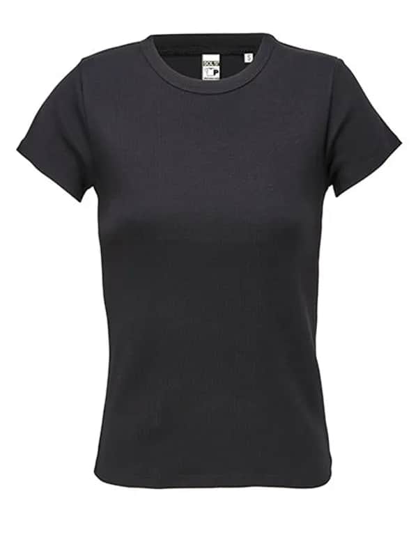 Women´s Ribbed T-Shirt Sara - Deep Black