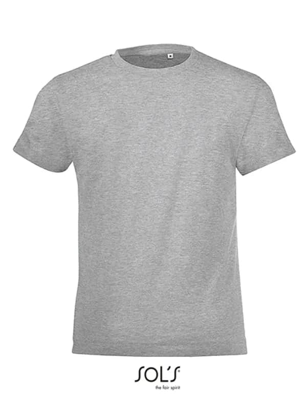 Kids´ Round Collar T-Shirt Regent Fit - Grey Melange