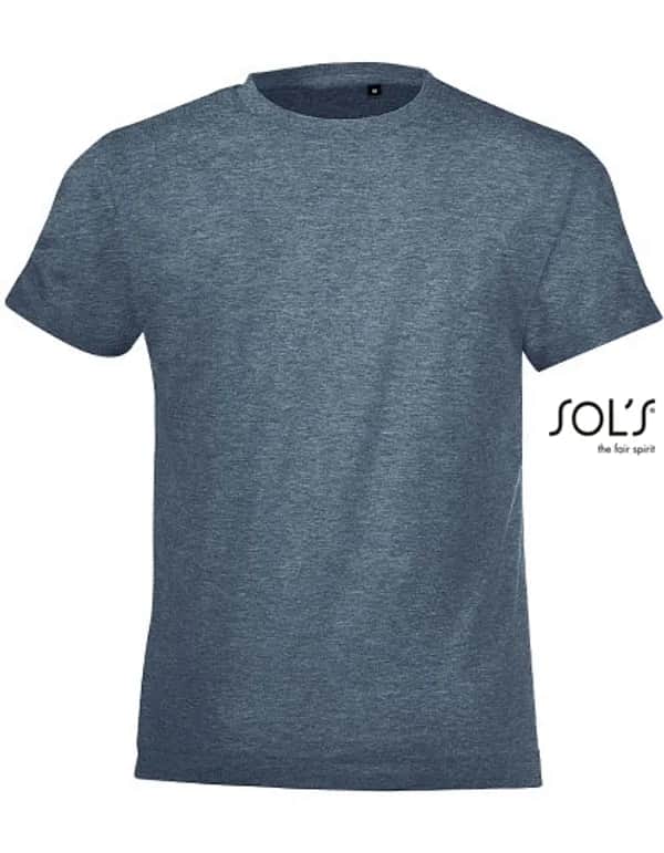 Kids´ Round Collar T-Shirt Regent Fit - Heather Denim