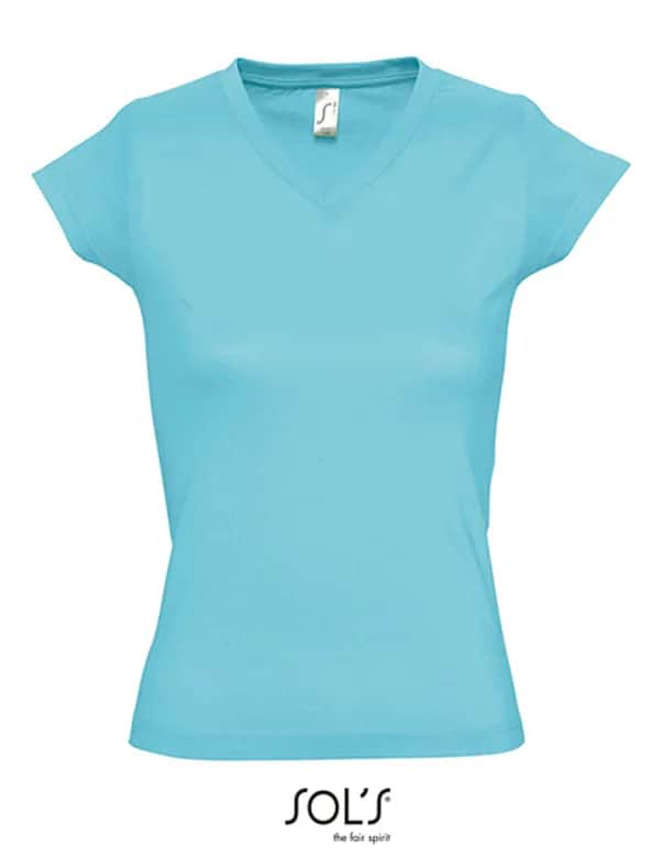 Women´s V-Neck-T-Shirt Moon - Atoll Blue