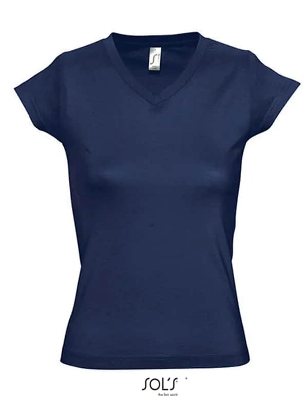 Women´s V-Neck-T-Shirt Moon - French Navy