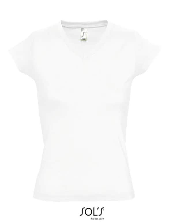 Women´s V-Neck-T-Shirt Moon - White