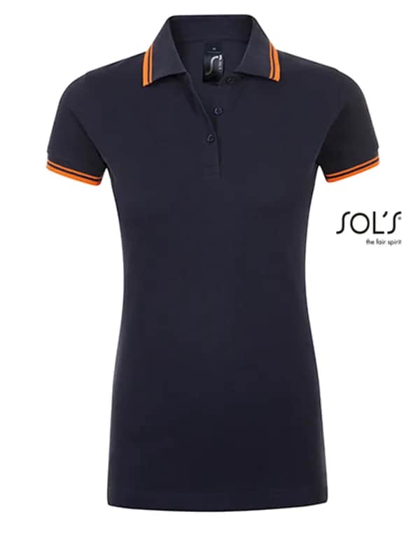 Women´s Polo Shirt Pasadena - French Navy/Neon Orange