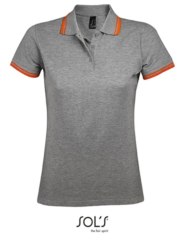 Women´s Polo Shirt Pasadena - Grey Melange/Orange