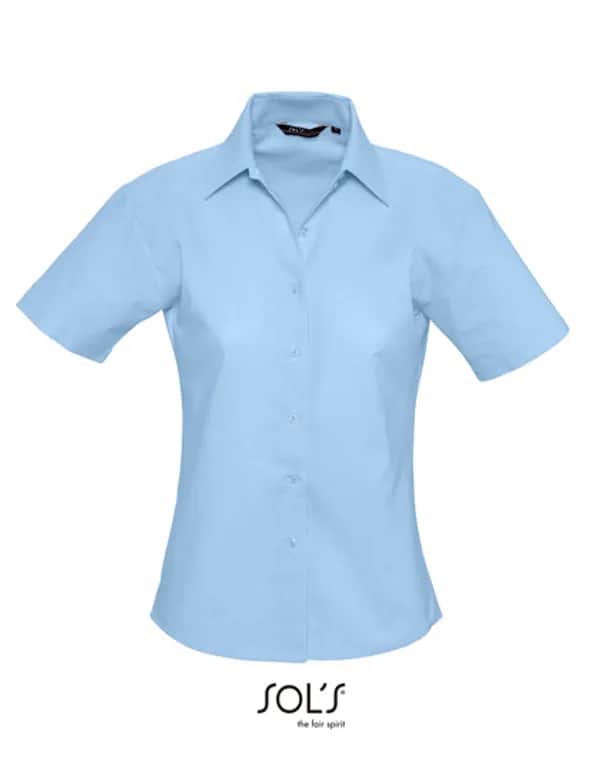 Women´s Oxford-Blouse Elite Short Sleeve - Sky Blue