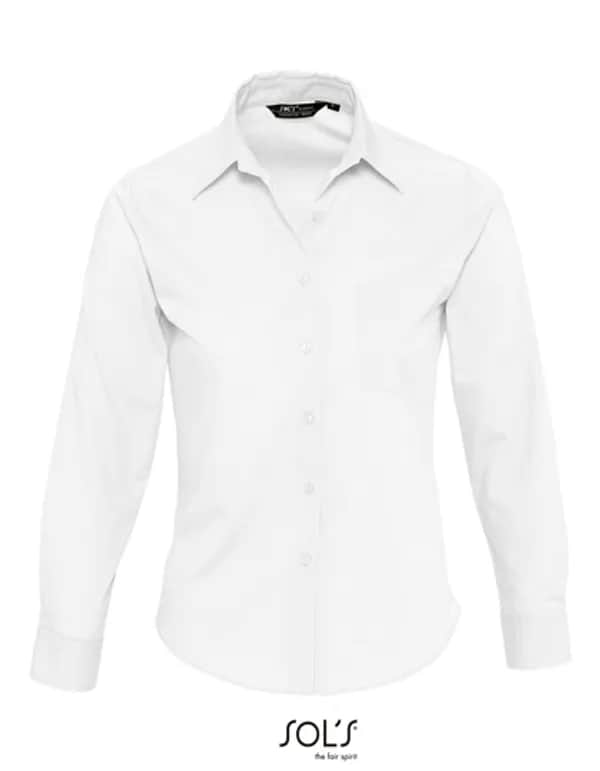 Popeline-Blouse Executive Long Sleeve - White