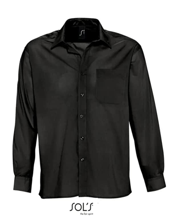 Popeline-Shirt Baltimore Long Sleeve - Black