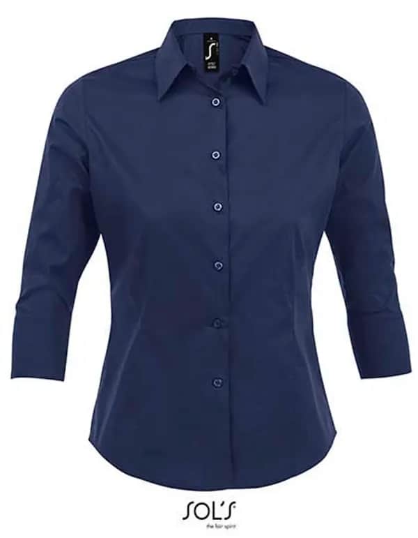 Women´s Stretch-3/4-Sleeve Blouse Effect - Dark Blue