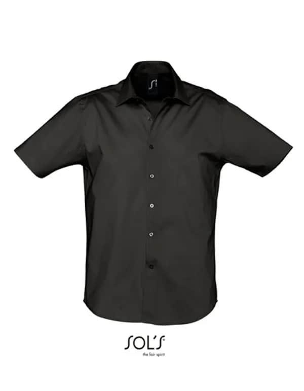 Men´s Stretch-Shirt Broadway Short Sleeve - Black