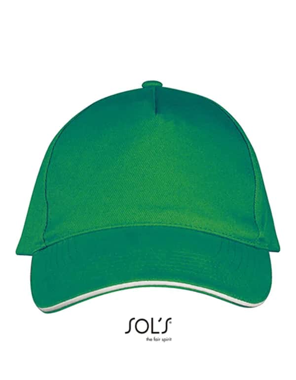 Five Panels Cap Long Beach - Kelly Green/White