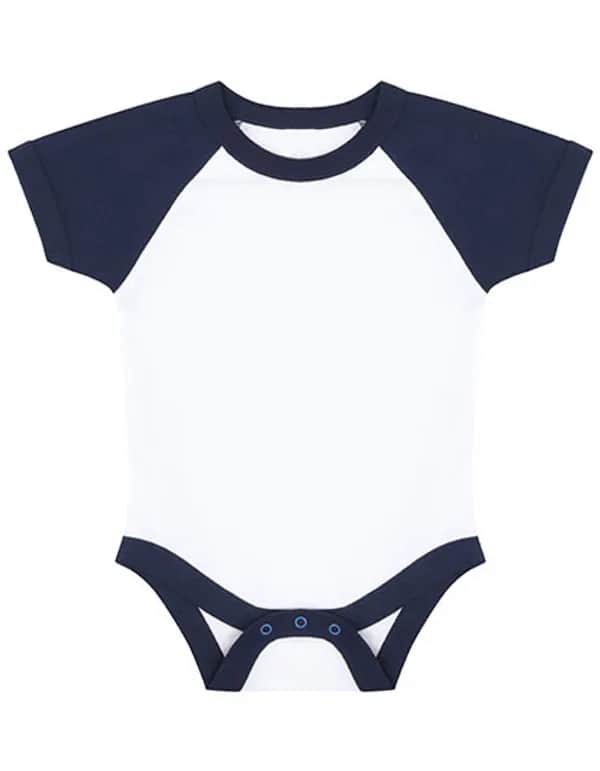 Essential Short Sleeved Baseball Bodysuit - White/Navy