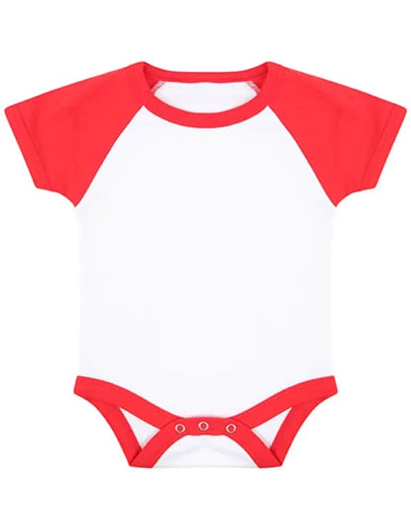 Essential Short Sleeved Baseball Bodysuit - White/Red