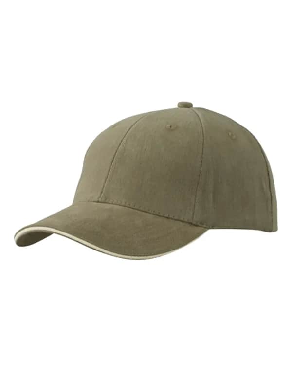 6-Panel Sandwich Cap - Olive/Beige
