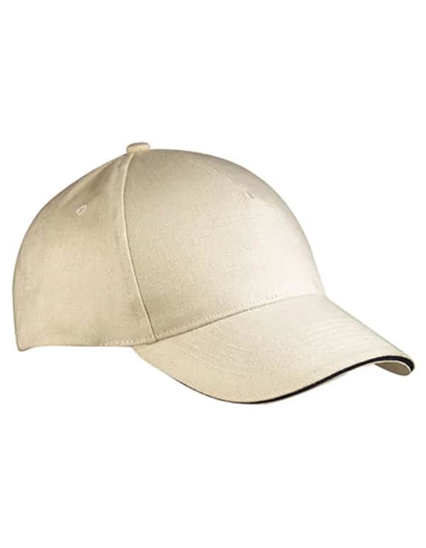 5 Panel Sandwich Cap - Natural/Navy
