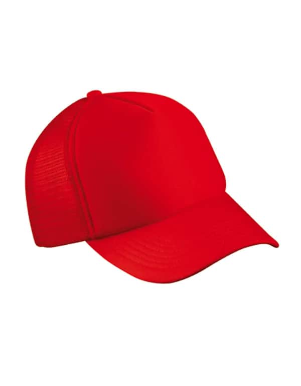 5-Panel Polyester Mesh Cap - Red
