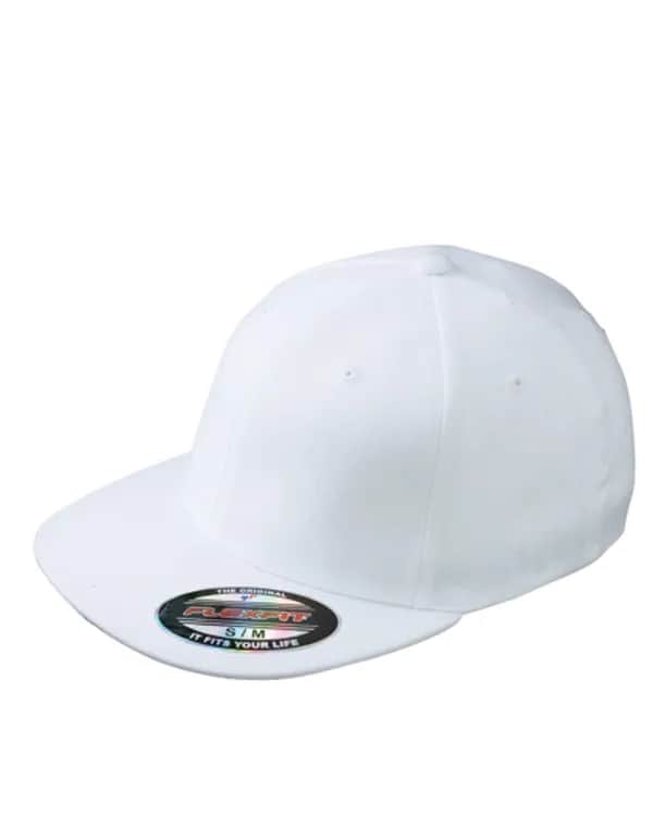 6 Panel Flexfit® Flat Peak Cap - White