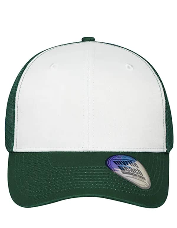 6 Panel Mesh Cap - White/Dark Green