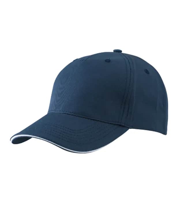 5 Panel Sandwich Cap - Navy/White