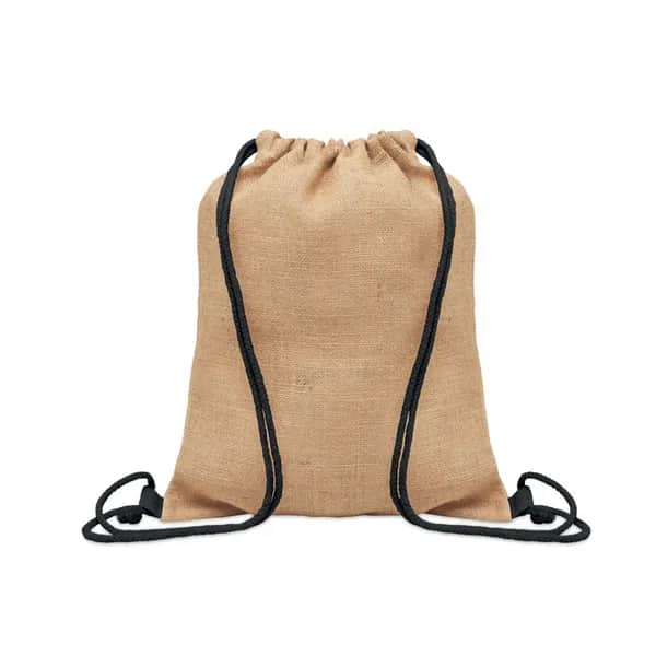 Jute Beutel mit Kordelzug - FUKURO - Schwarz