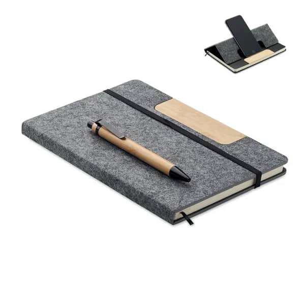 DIN A5 RPET Notizbuch-Set - NOTEMIX - Steingrau