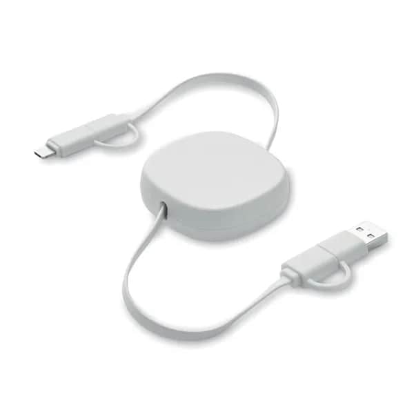 Einziehbares Ladekabel 60W - LINEA - Weiß
