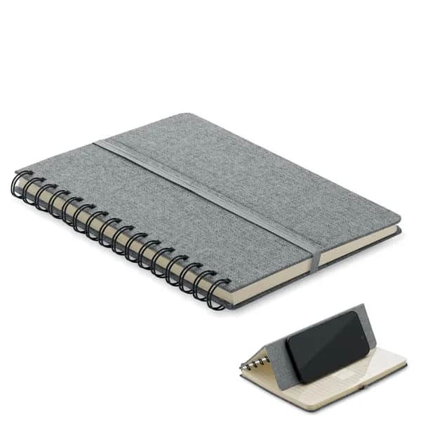 DIN A5-Notizbuch RPET - STRATA - Grau