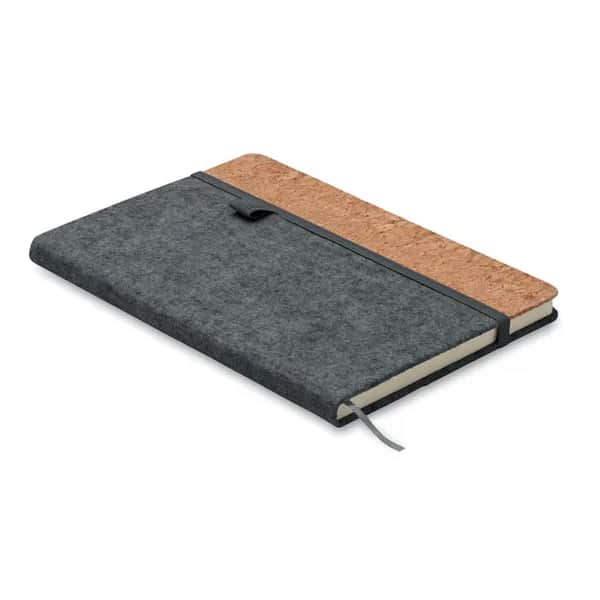 DIN A5 Notizbuch RPET-Filz - CORKBOOK - Steingrau