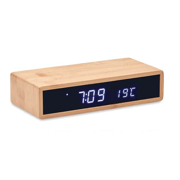 Tischuhr mit Ladestation - MORO - Holz
